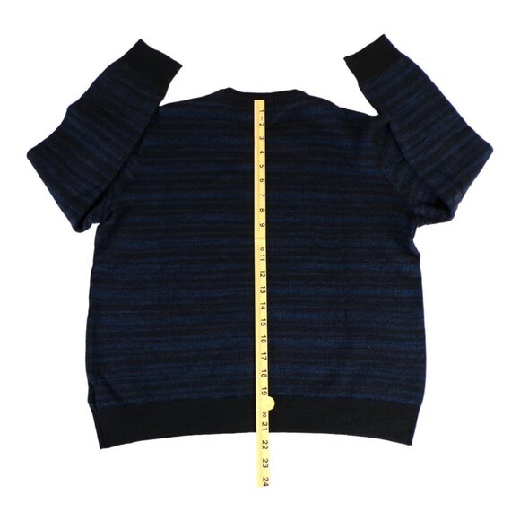 Calvin Klein Black/Blue Stripe Wool Blend Italian Yarn Sweater Size XL #51 - Picture 4 of 11